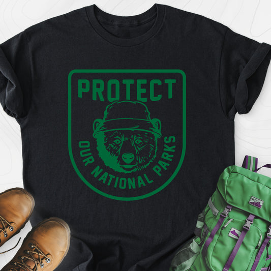 Protect Our National Parks Black front print lightweight T-shirt