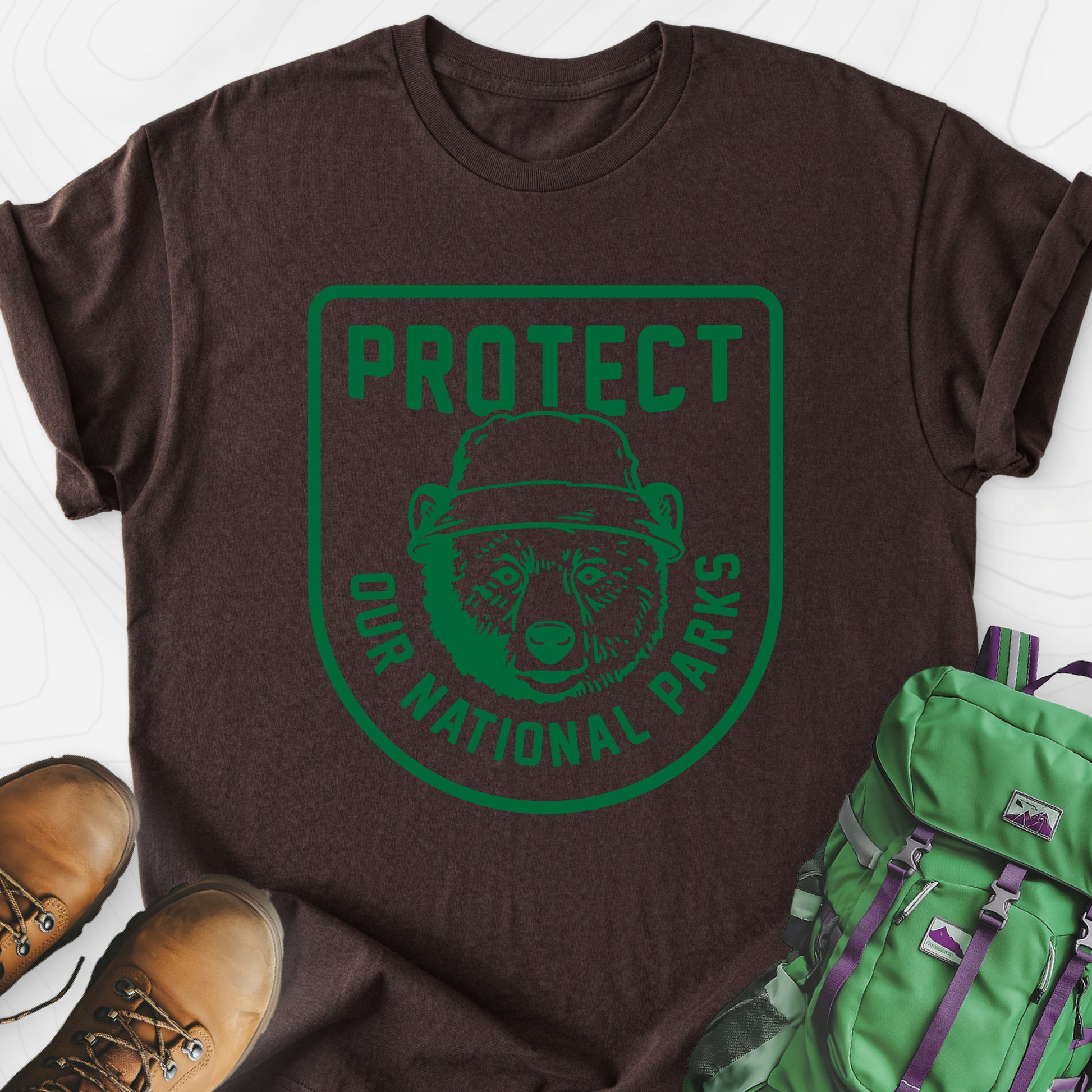 Protect Our National Parks Dark Chocolate front print lightweight T-shirt