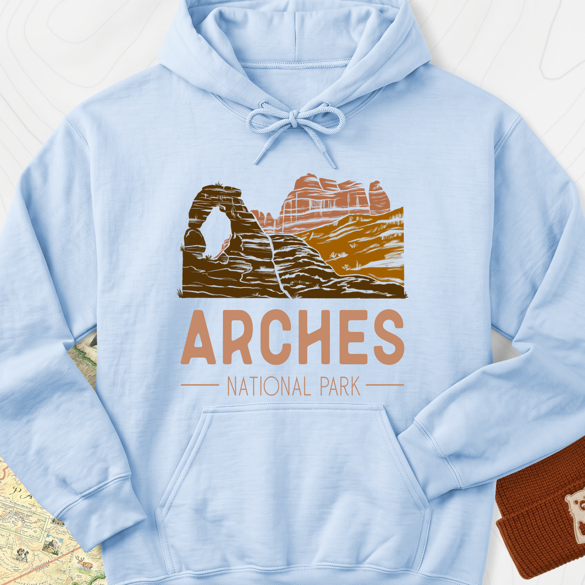 Arches National Park Hoodie - Light Blue