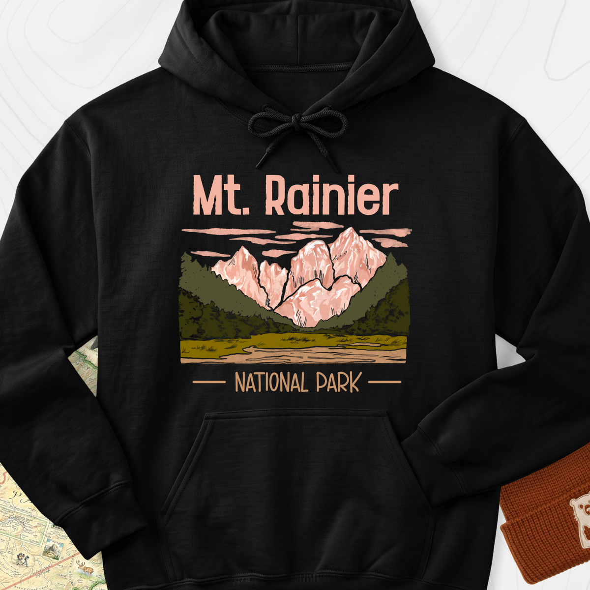 Mount Rainier National Park Hoodie - Black