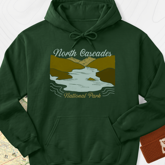 North Cascades National Park Hoodie - Forest Green
