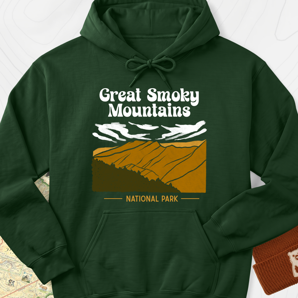 Smoky Mountains National Park Hoodie - Forest Green