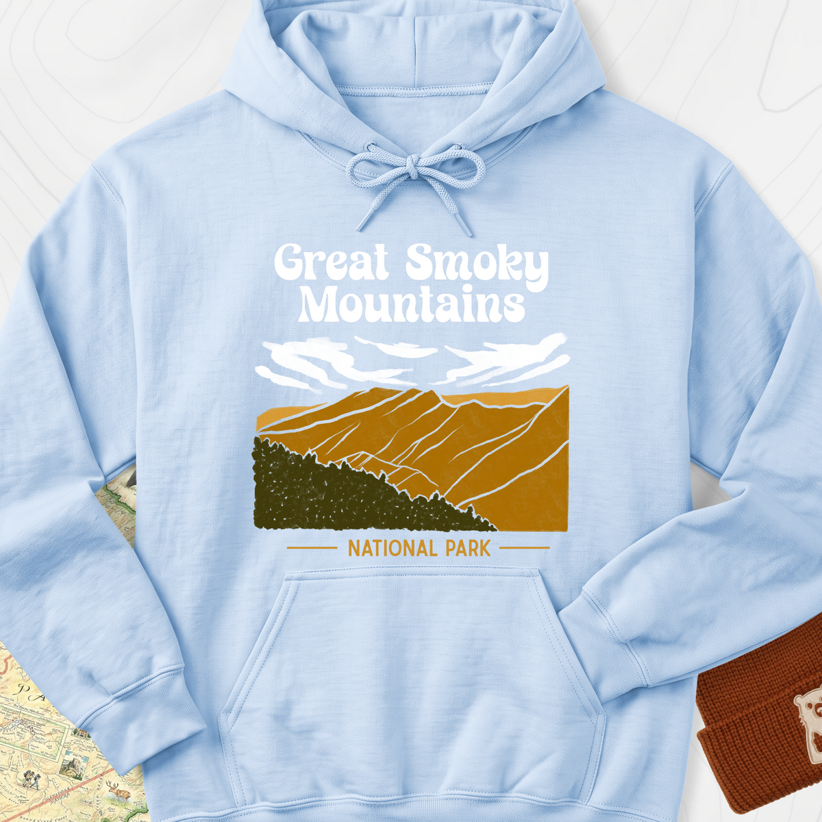 Smoky Mountains National Park Hoodie - Light Blue