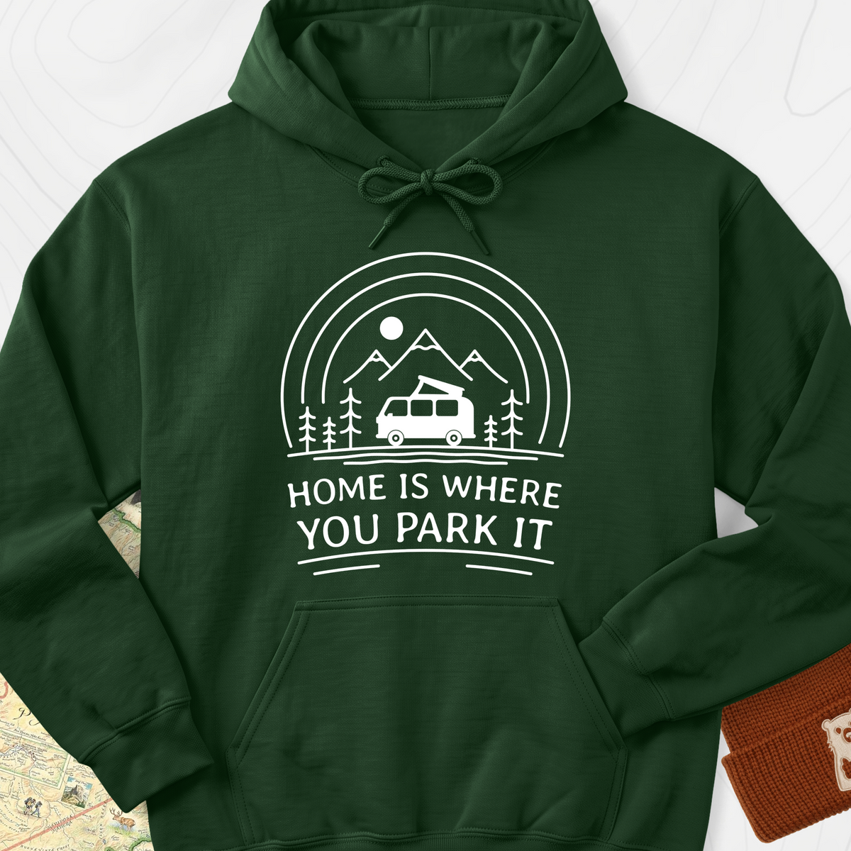 Home Is Where You Park It Hoodie - Forest Green