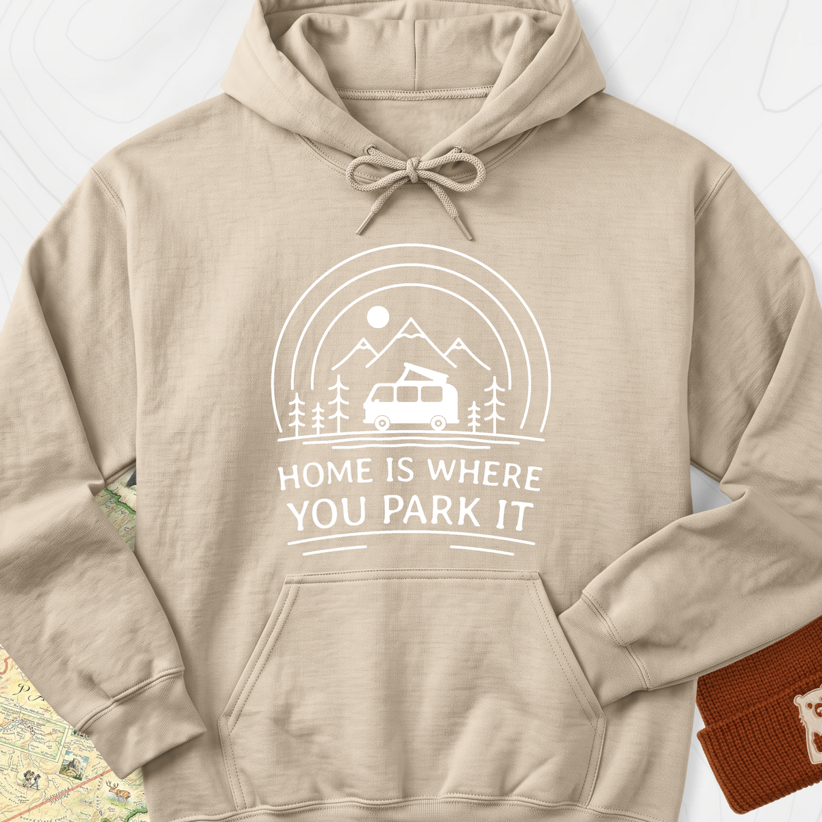 Home Is Where You Park It Hoodie - Sand
