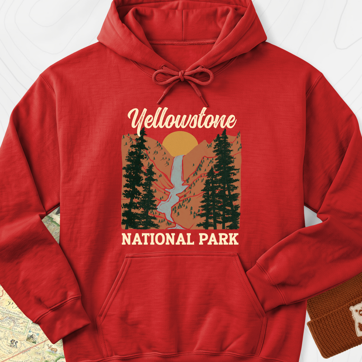 Yellowstone National Park Hoodie - Red
