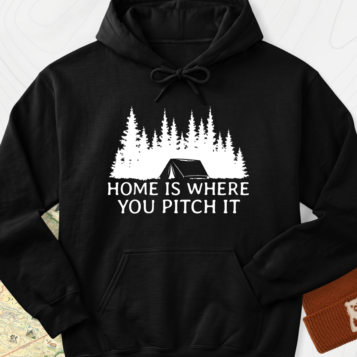 Home Is Where You Pitch It Hoodie - Black