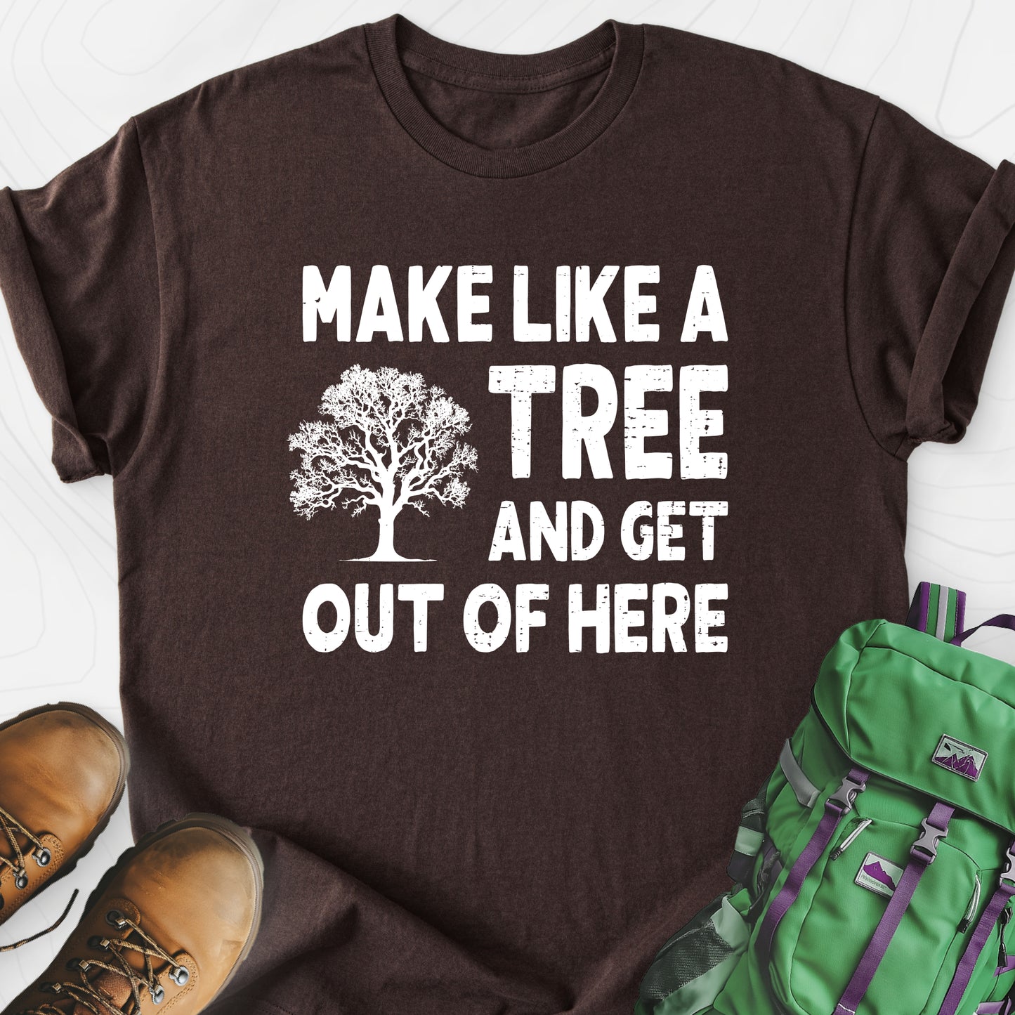 Make Like A Tree Dark Chocolate front print lightweight T-shirt