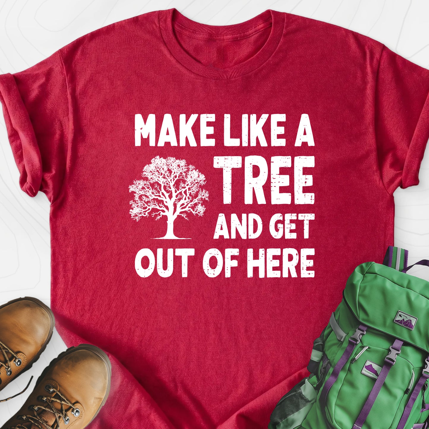 Make Like A Tree Heather Red front print lightweight T-shirt