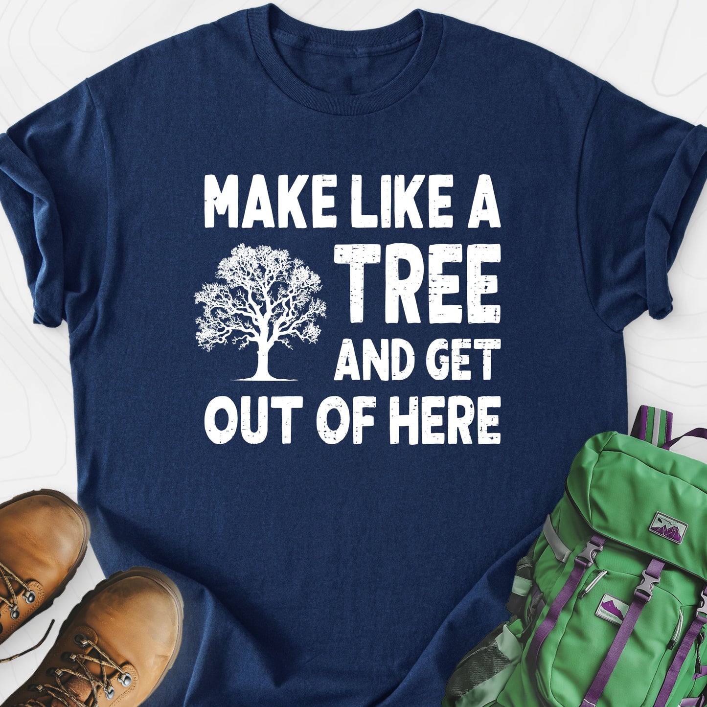 Make Like A Tree Navy front print lightweight T-shirt
