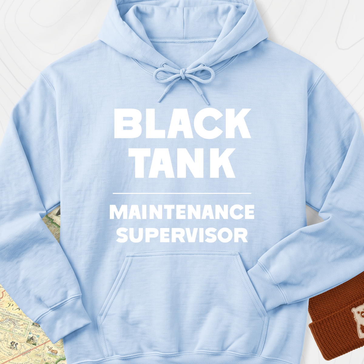 Black Tank Maintenance Supervisor Hoodie - Light Blue