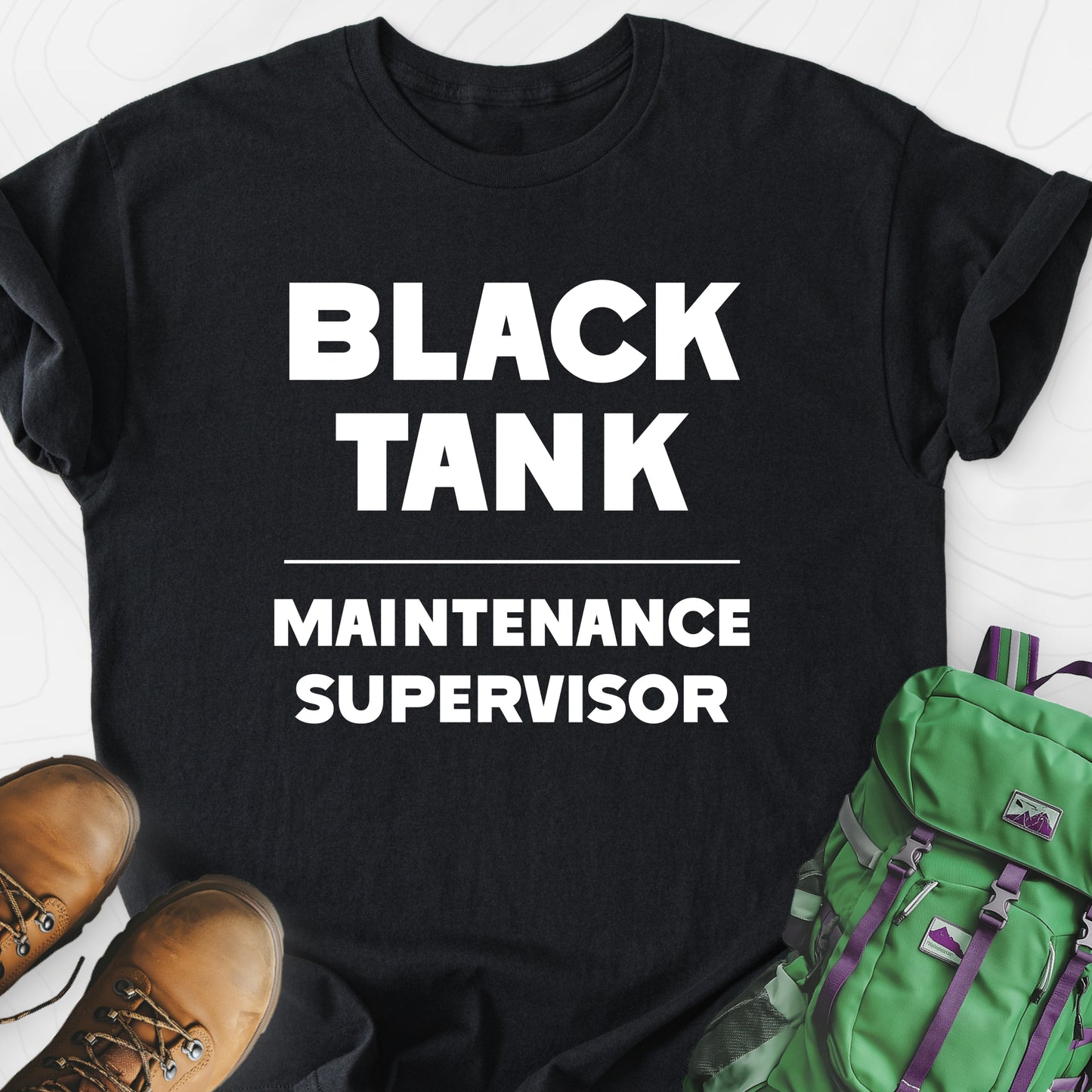 Black Tank Maintenance Supervisor Black front print lightweight T-shirt