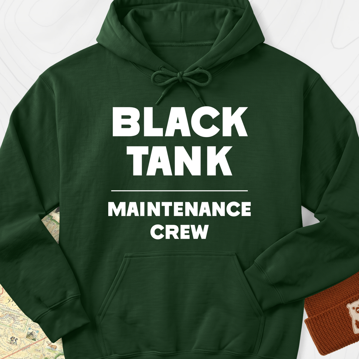 Black Tank Maintenance Crew Hoodie - Forest Green