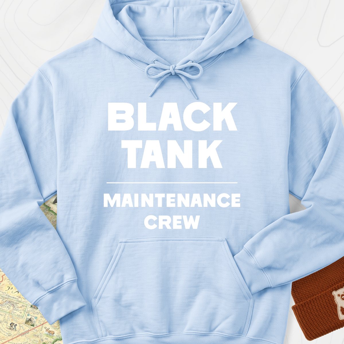 Black Tank Maintenance Crew Hoodie - Light Blue