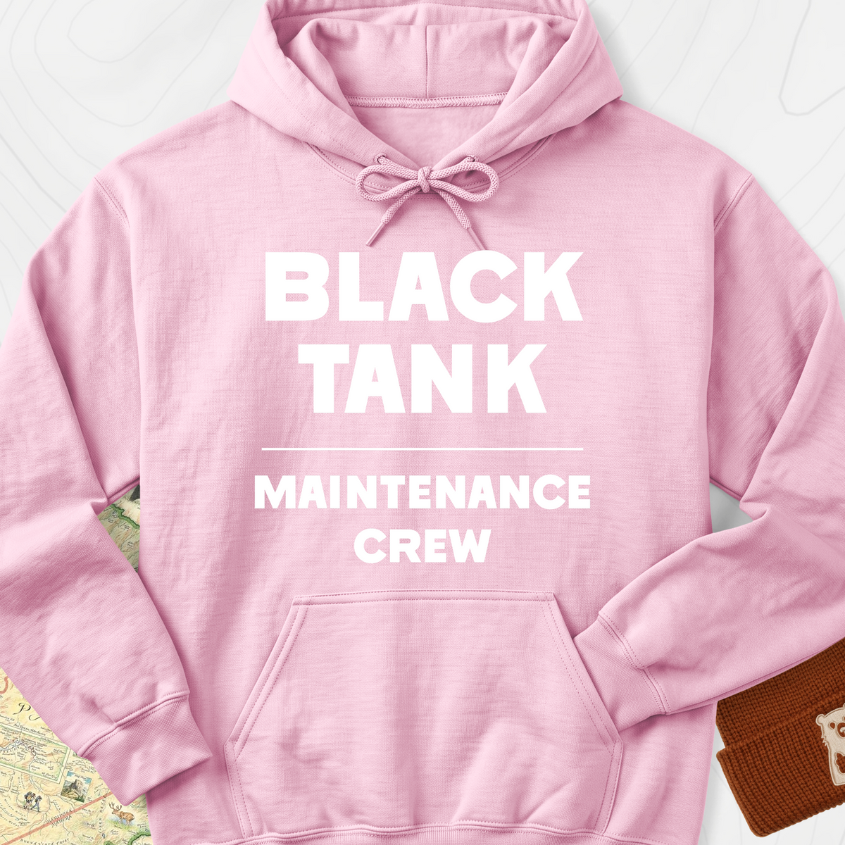 Black Tank Maintenance Crew Hoodie - Light Pink
