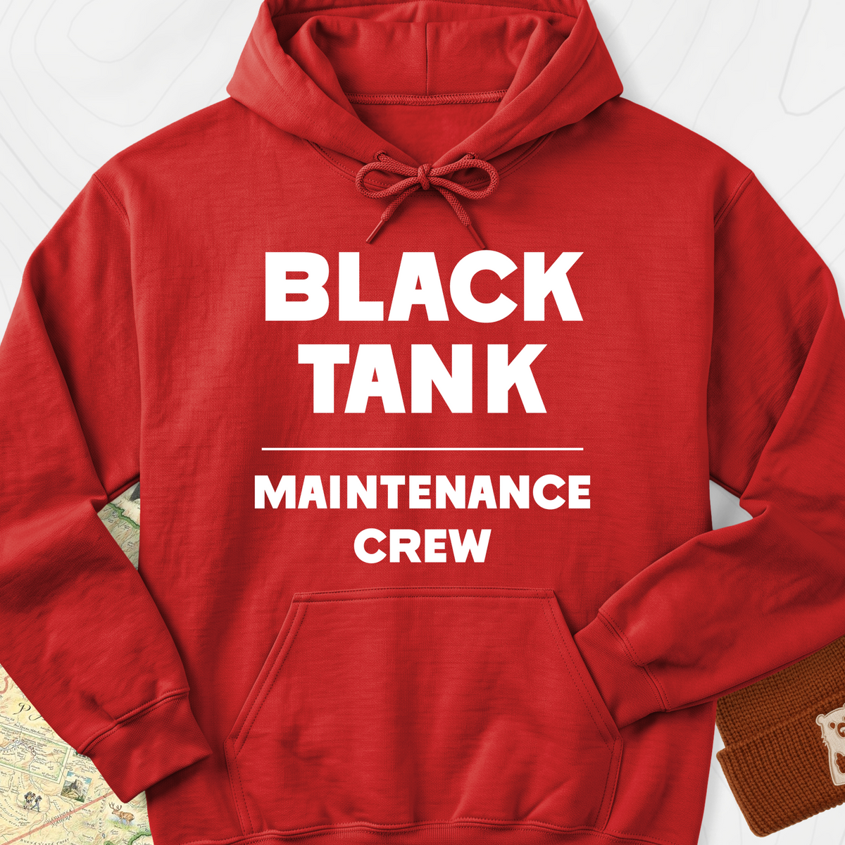 Black Tank Maintenance Crew Hoodie - Red