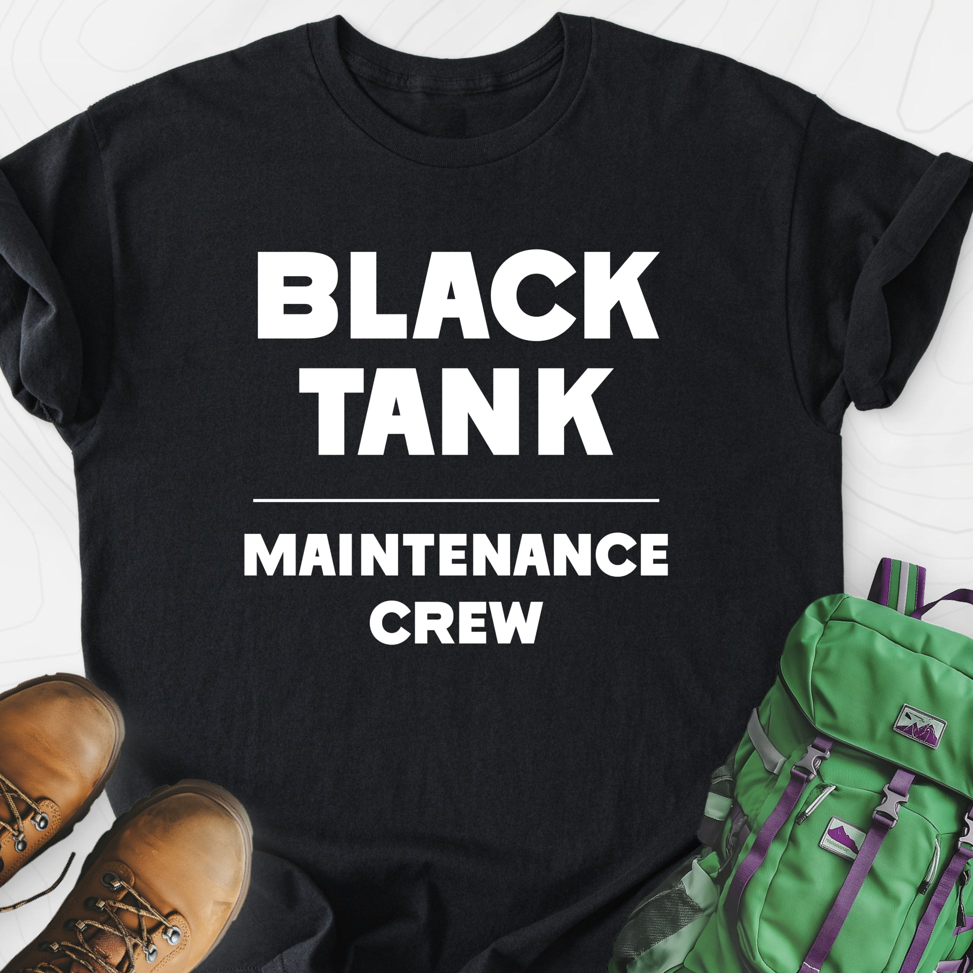 Black Tank Maintenance Crew Black front print lightweight T-shirt