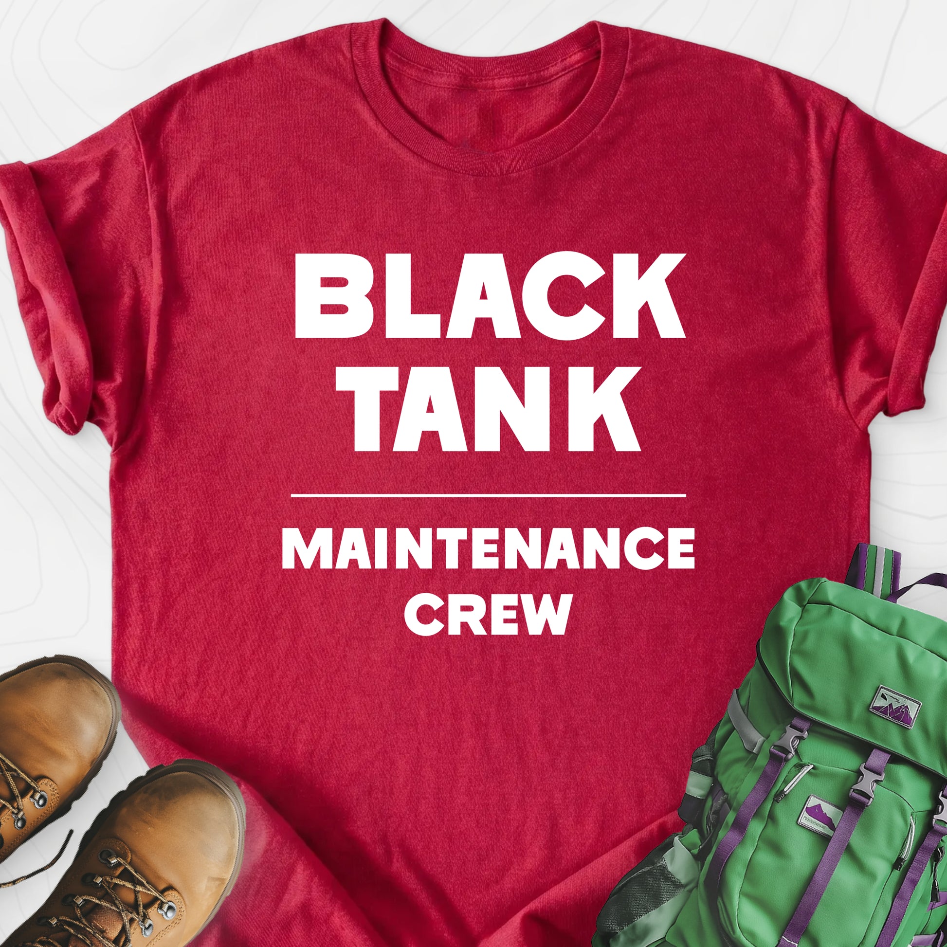 Black Tank Maintenance Crew Heather Red front print lightweight T-shirt