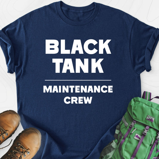 Black Tank Maintenance Crew Navy front print lightweight T-shirt