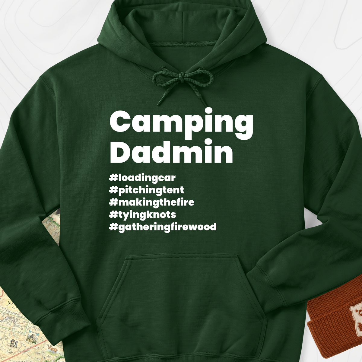 Camping Dadmin Hoodie - Forest Green