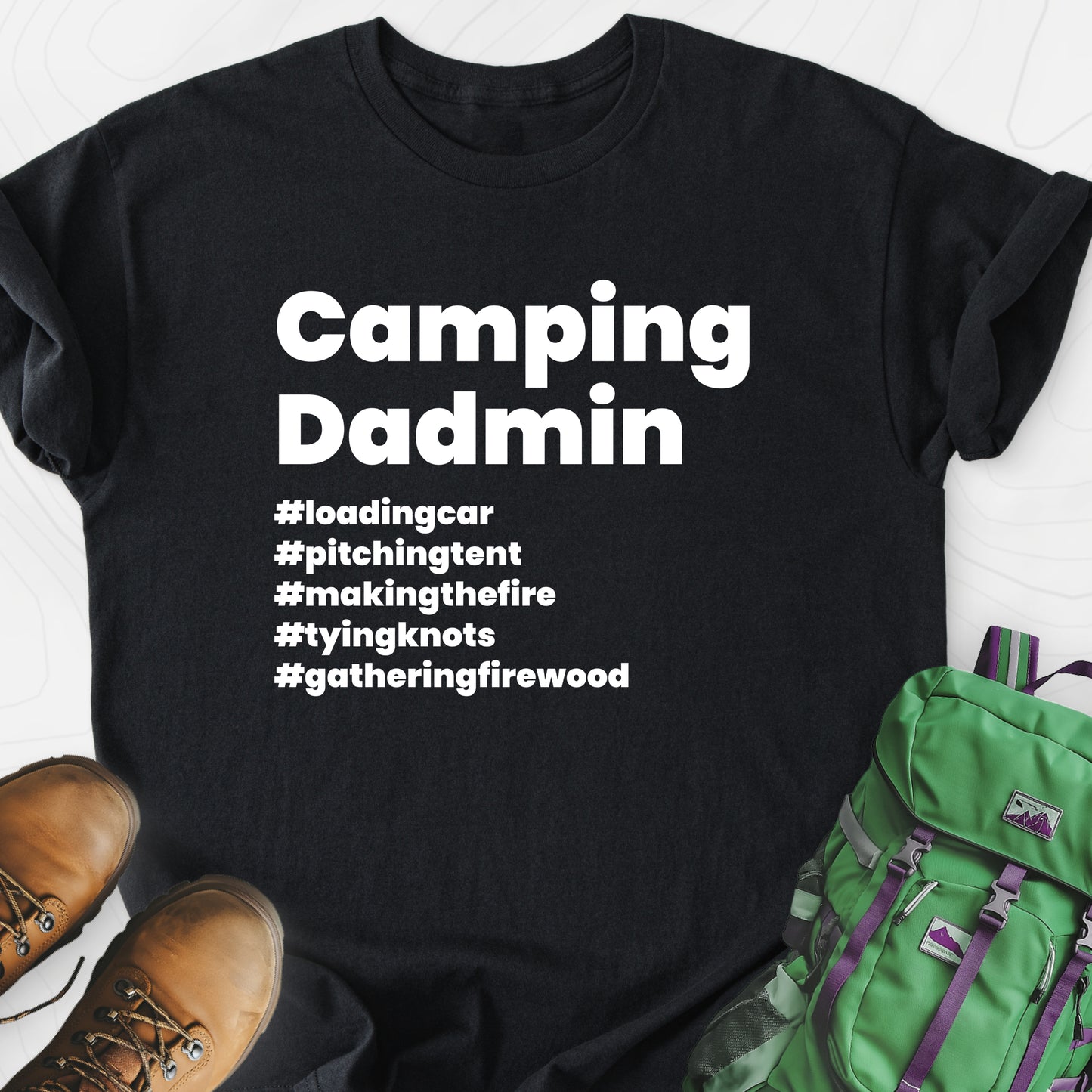 Camping Dadmin Black front print lightweight T-shirt