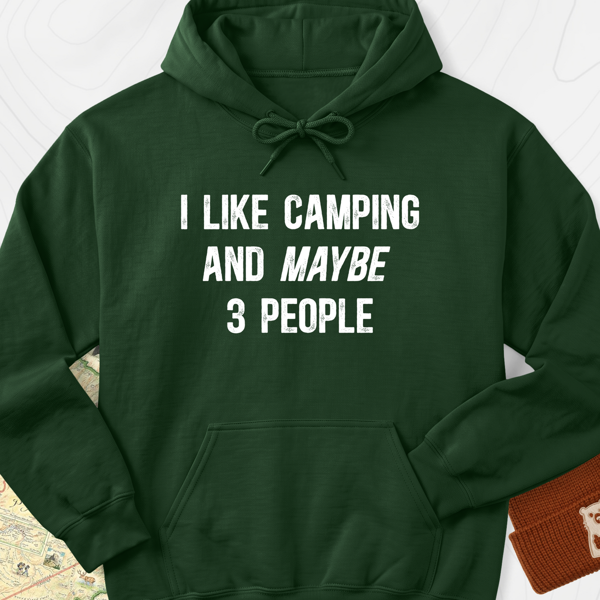 I Like Camping... Hoodie - Forest Green