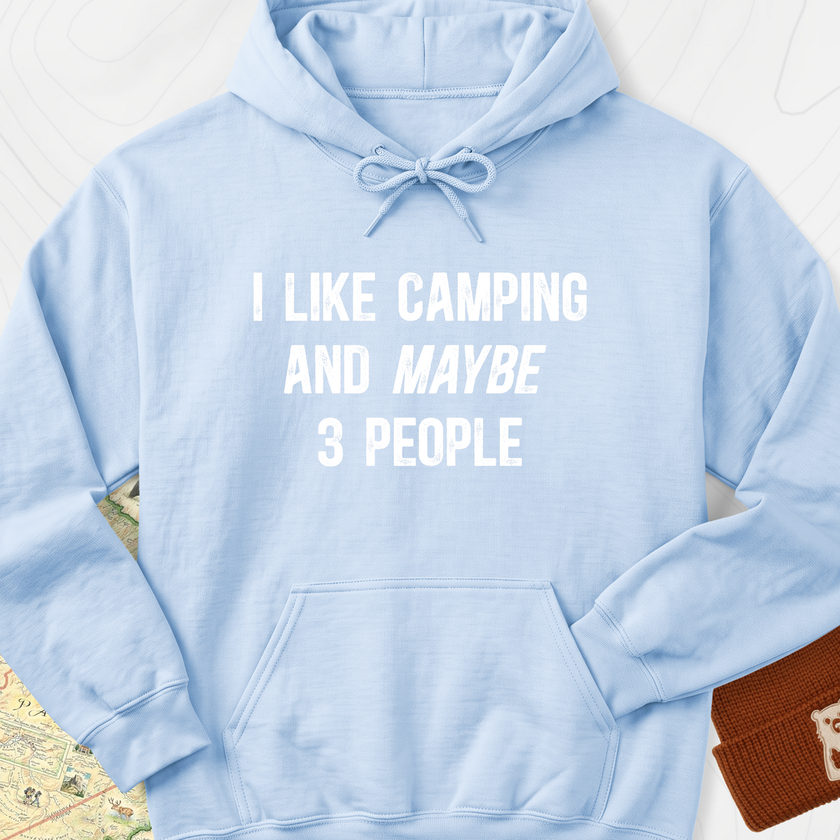 I Like Camping... Hoodie - Light Blue