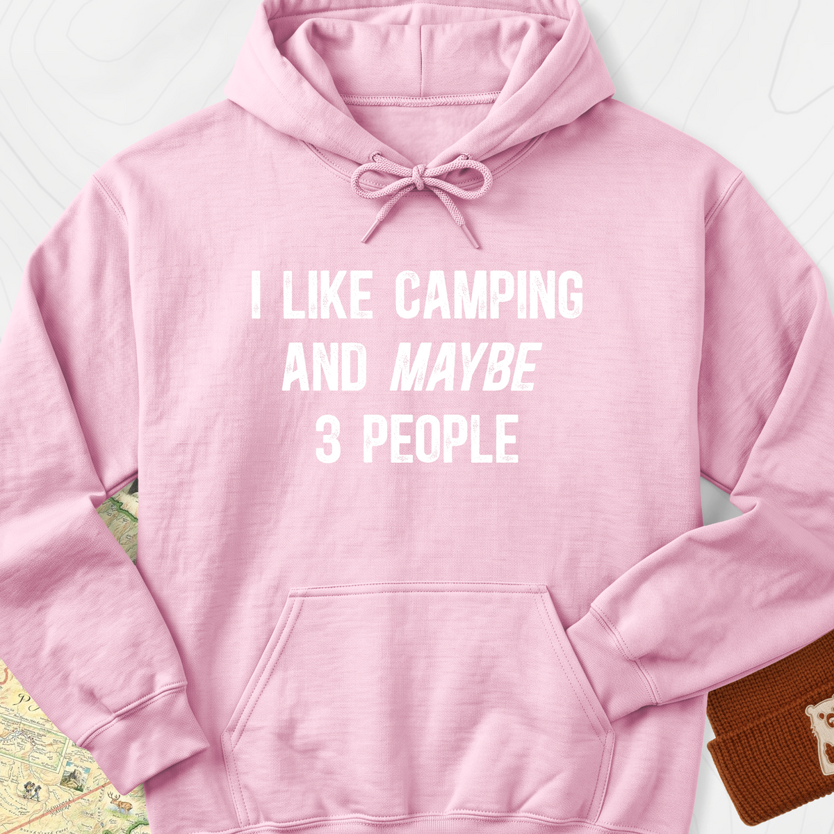 I Like Camping... Hoodie - Light Pink
