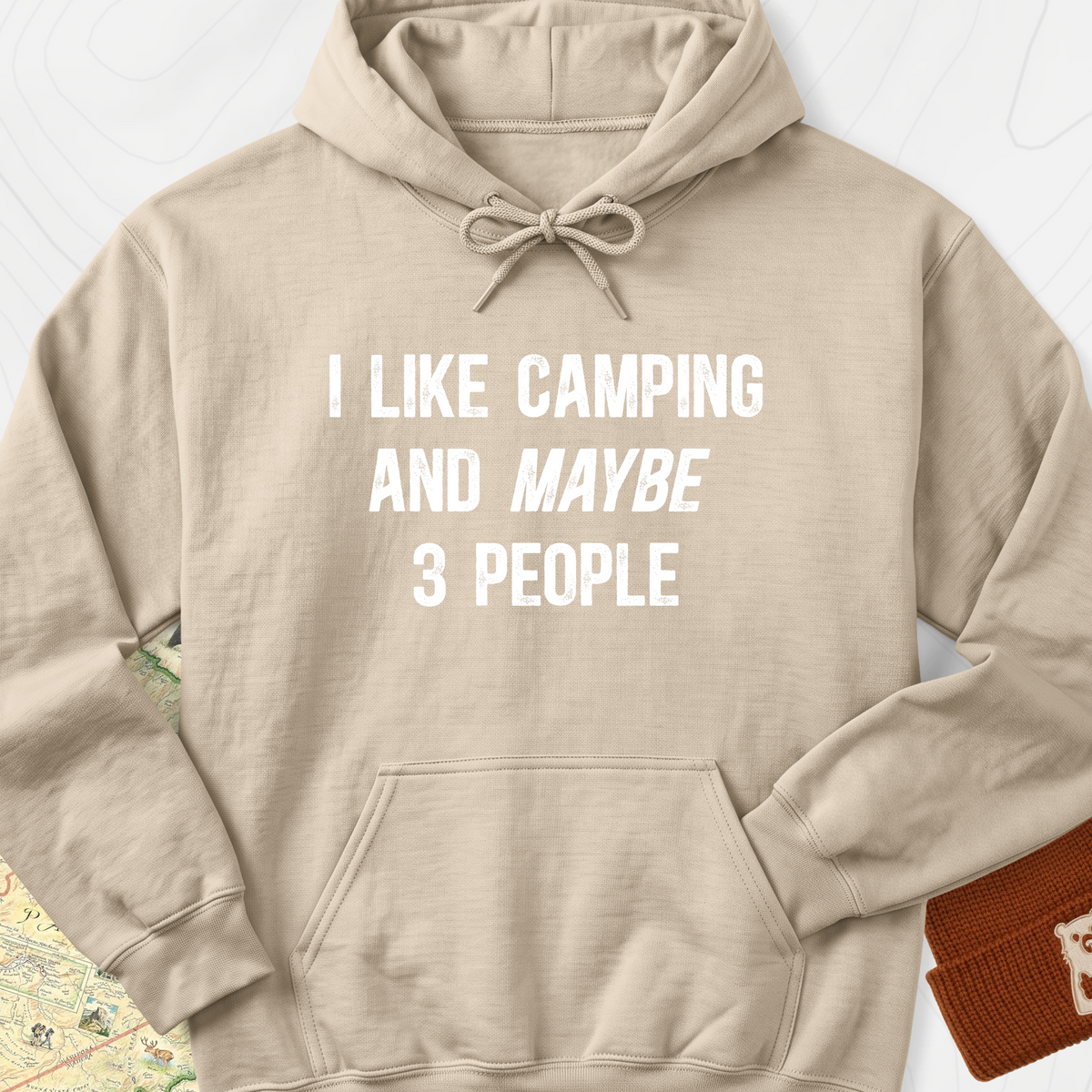 I Like Camping... Hoodie - Sand