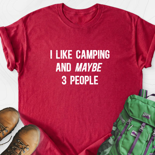 I Like Camping... Heather Red front print lightweight T-shirt
