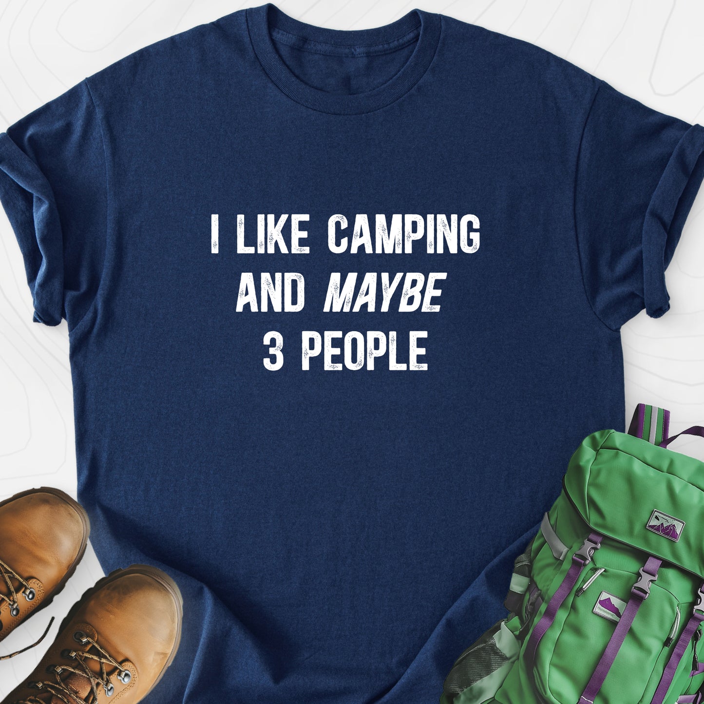I Like Camping... Navy front print lightweight T-shirt