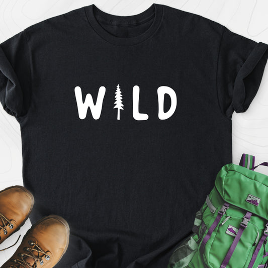 Wild Tree Black front print lightweight T-shirt