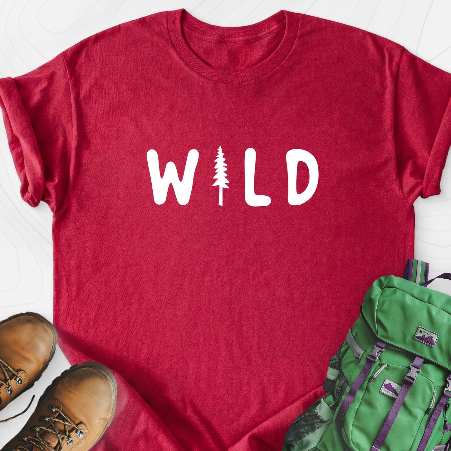 Wild Tree Heather Red front print lightweight T-shirt