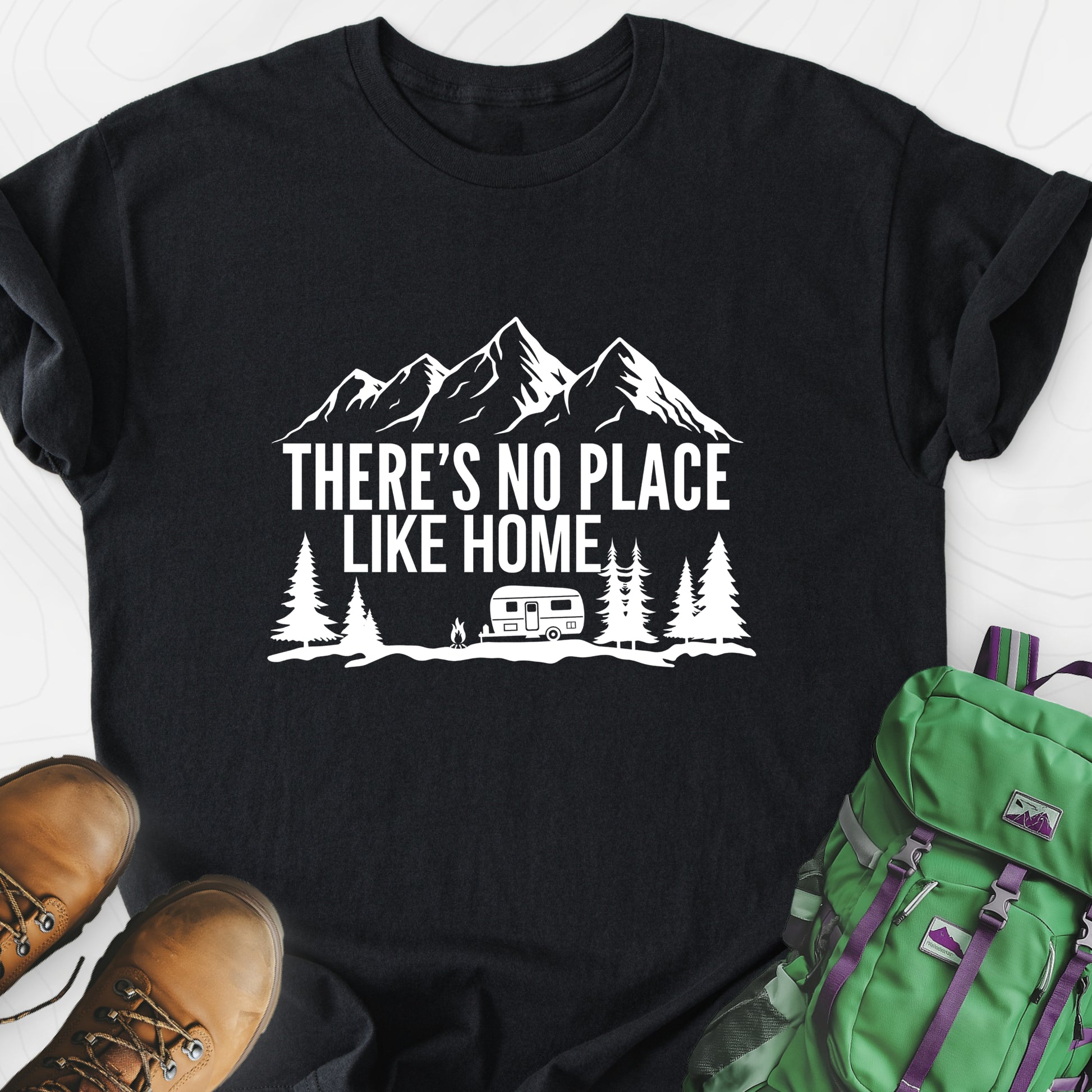 There's No Place Like Home Black front print lightweight T-shirt