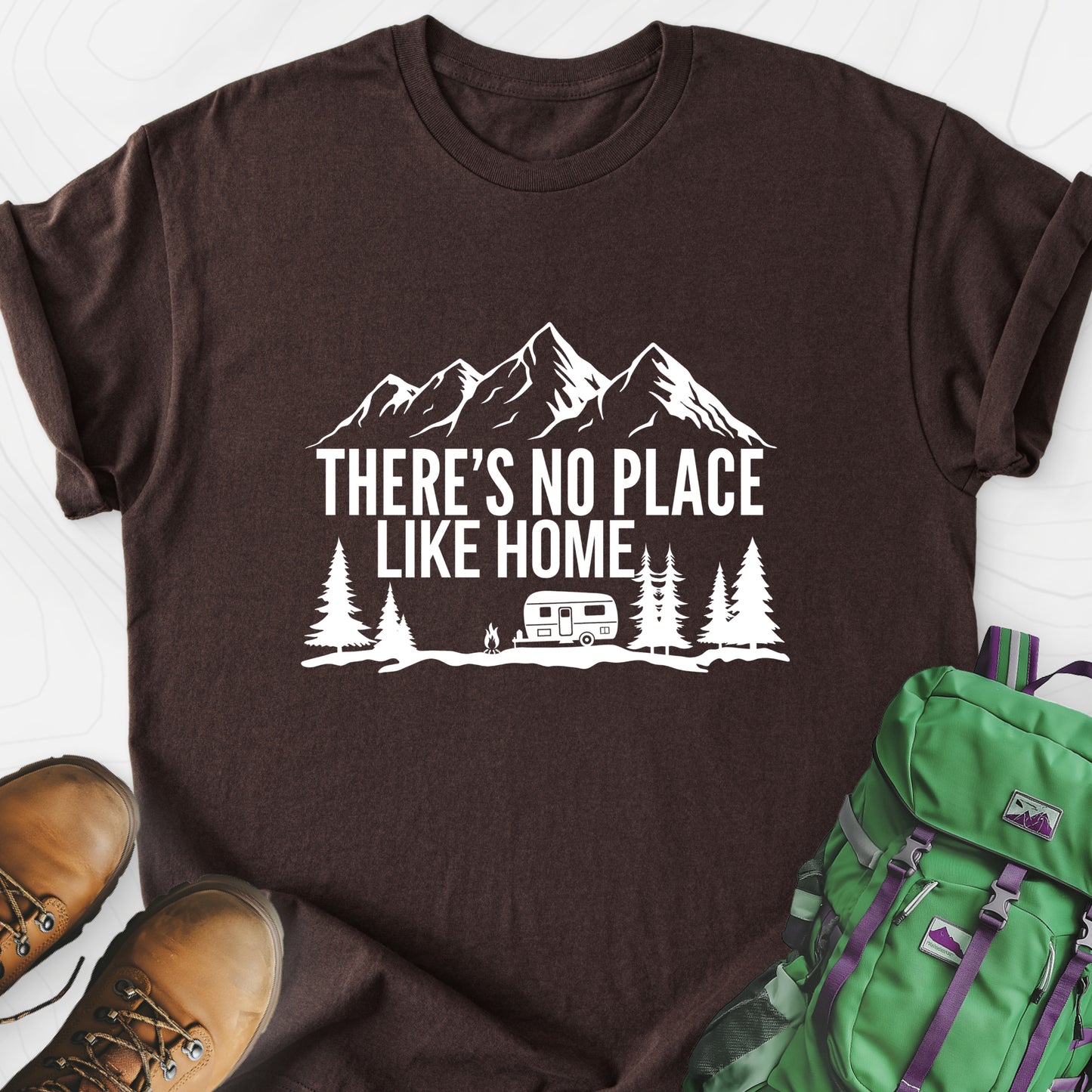 There's No Place Like Home Dark Chocolate front print lightweight T-shirt