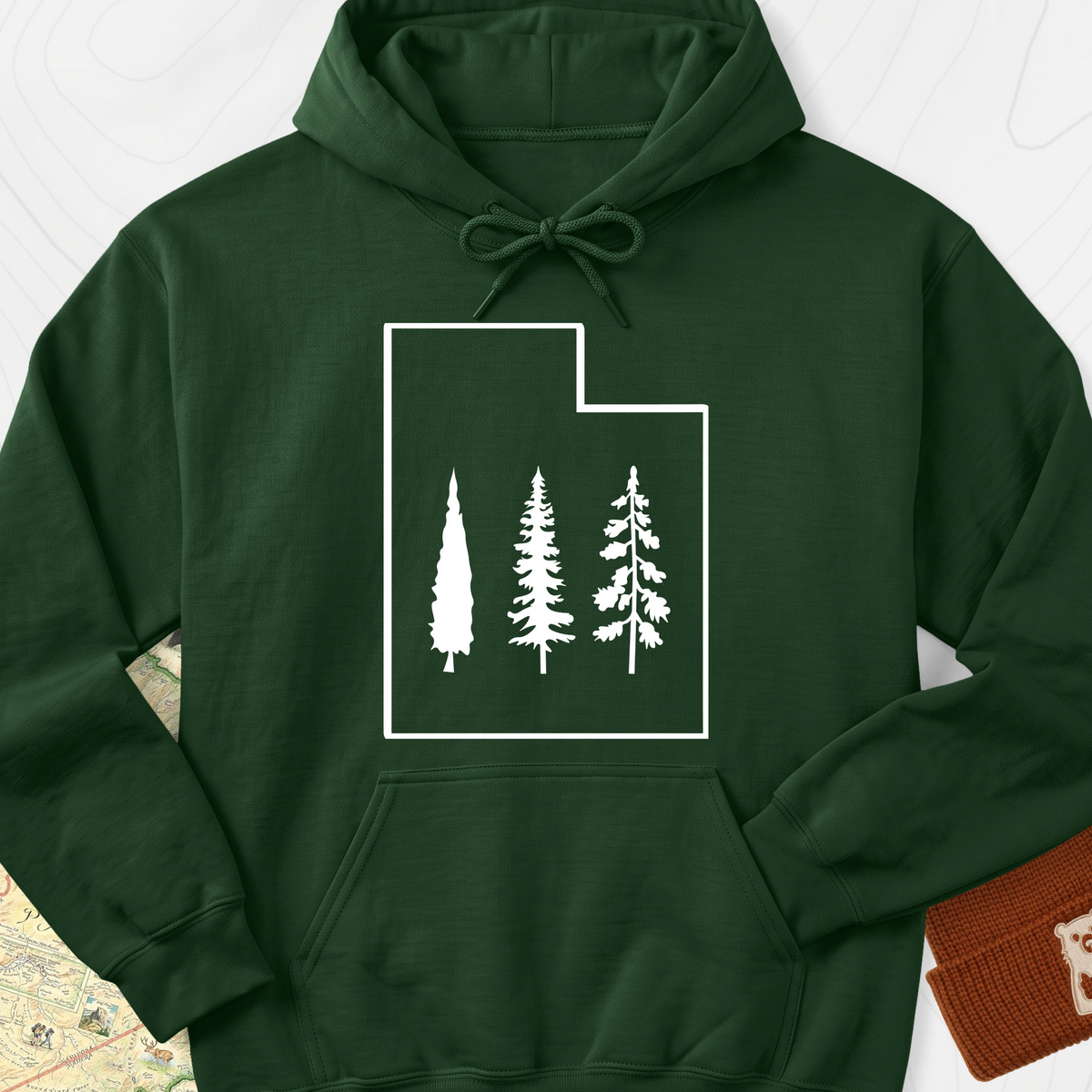Utah Trees Hoodie - Forest Green