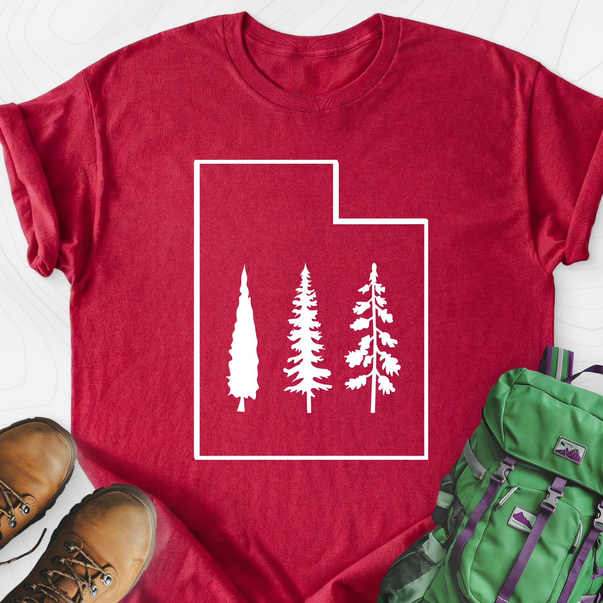 Utah Trees Heather Red front print lightweight T-shirt