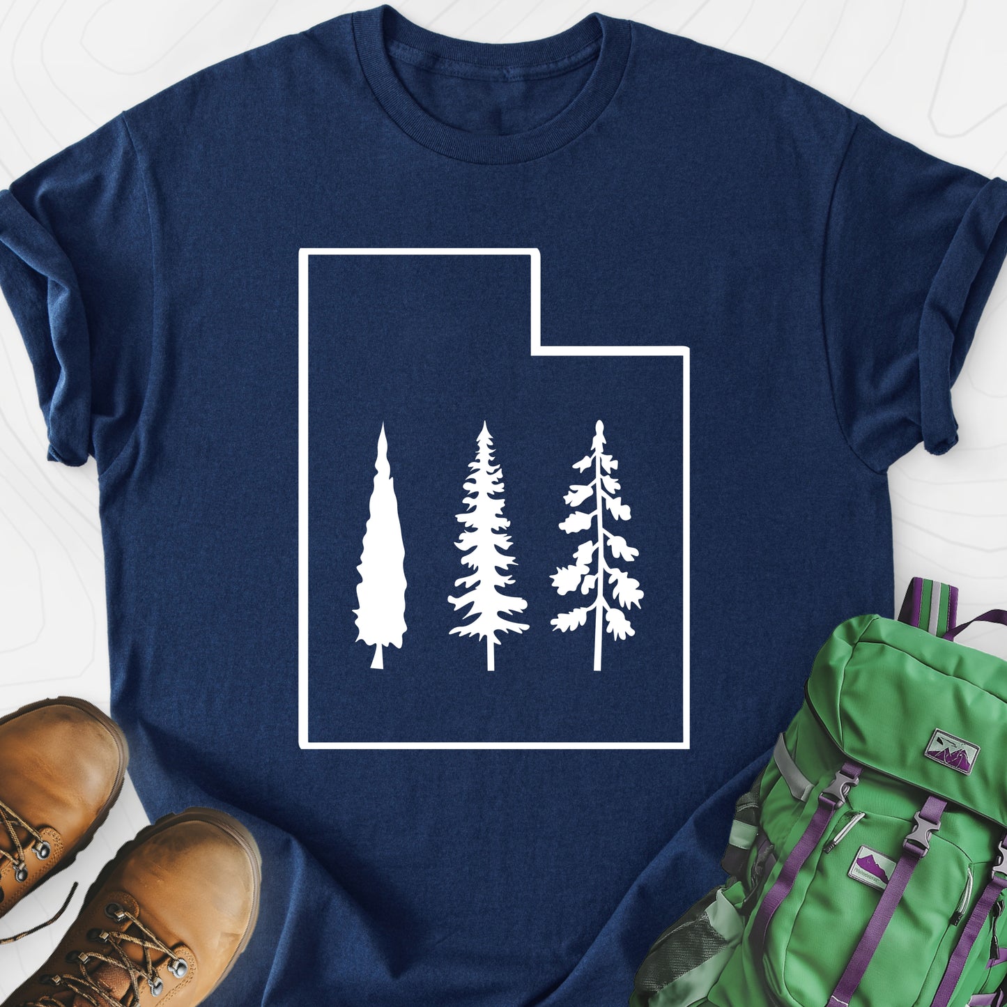 Utah Trees Navy front print lightweight T-shirt