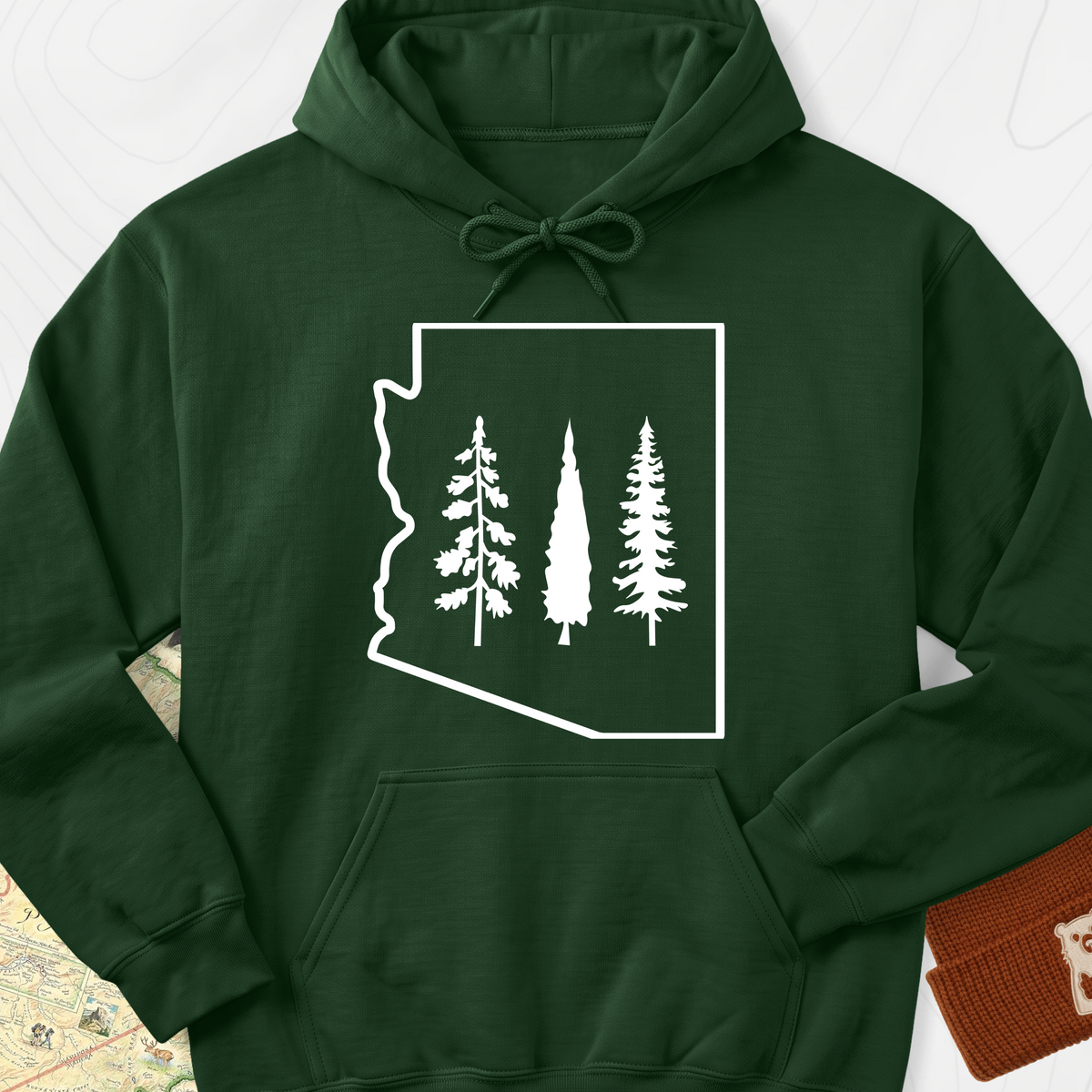 Arizona Trees Hoodie - Forest Green