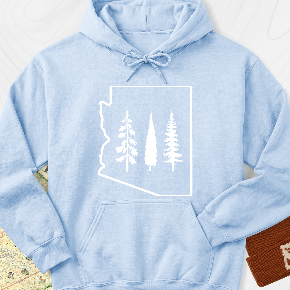 Arizona Trees Hoodie - Light Blue
