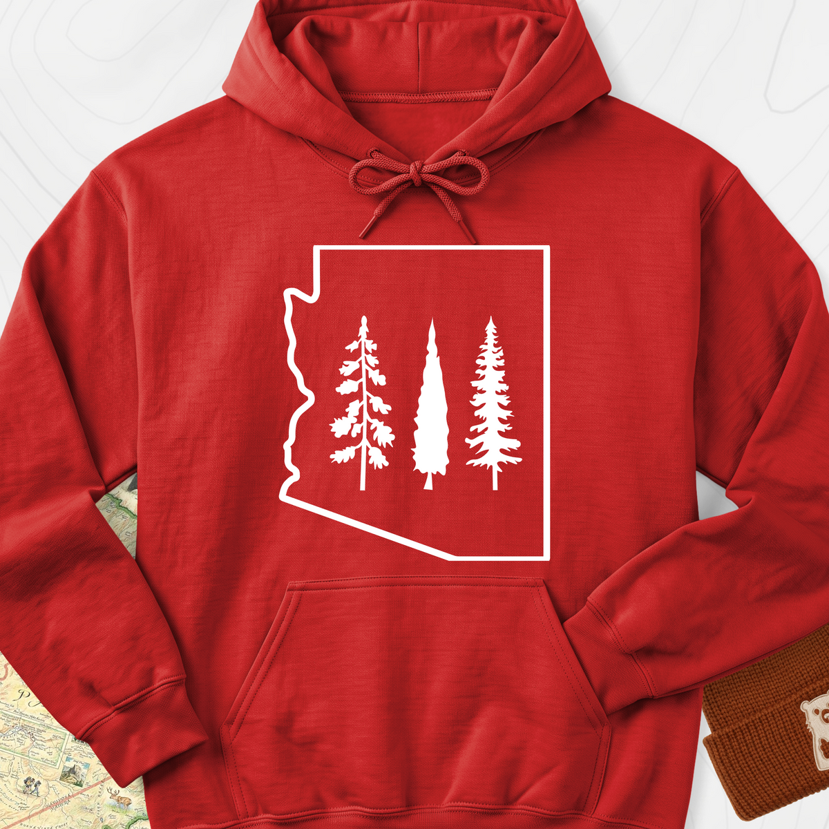 Arizona Trees Hoodie - Red