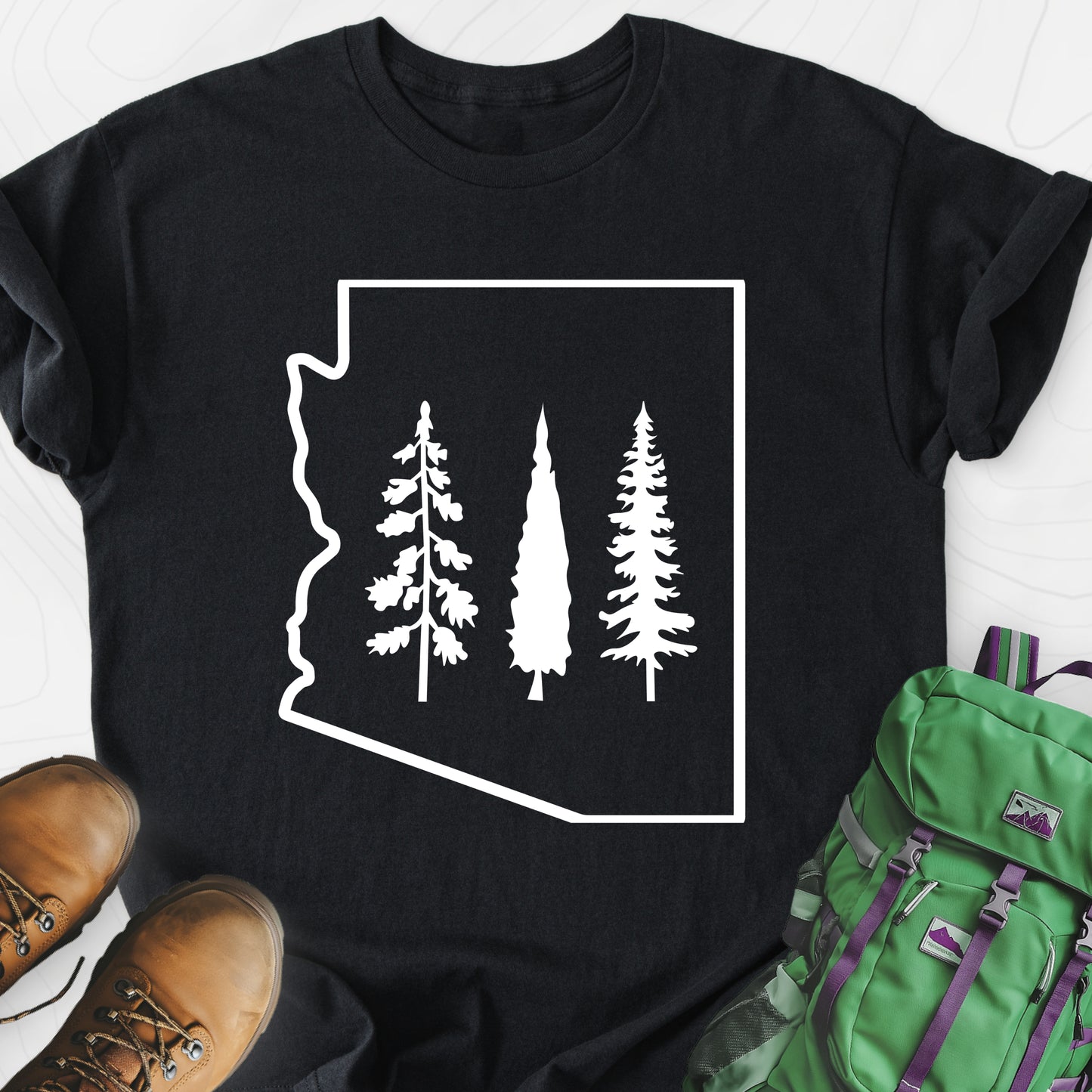 Arizona Trees Black front print lightweight T-shirt