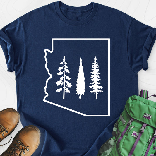 Arizona Trees Navy front print lightweight T-shirt