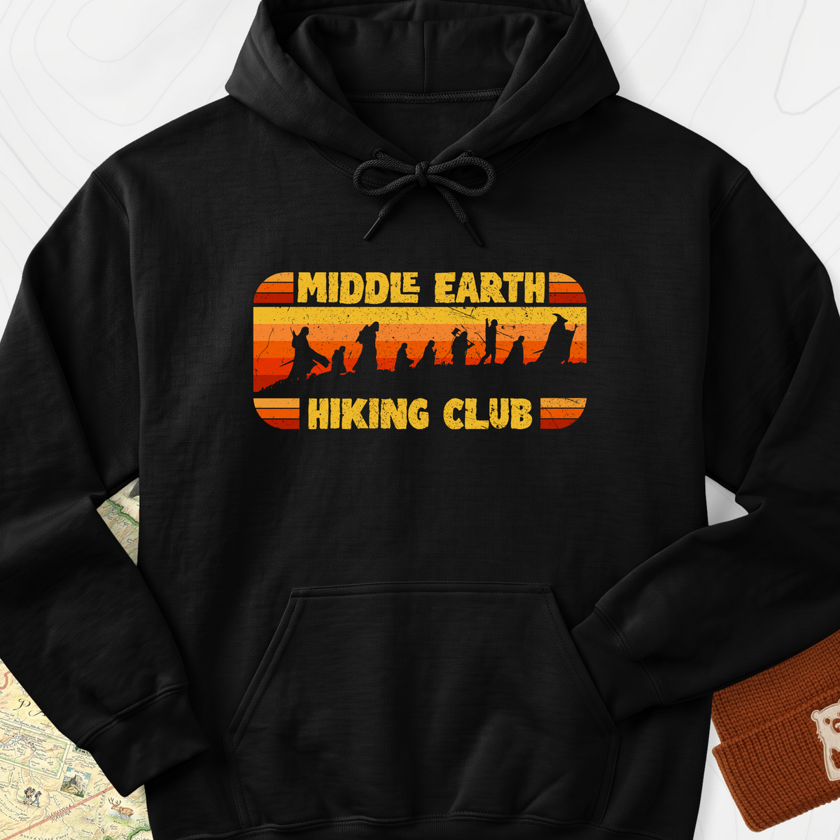 Middle Earth Hiking Club Hoodie - Black