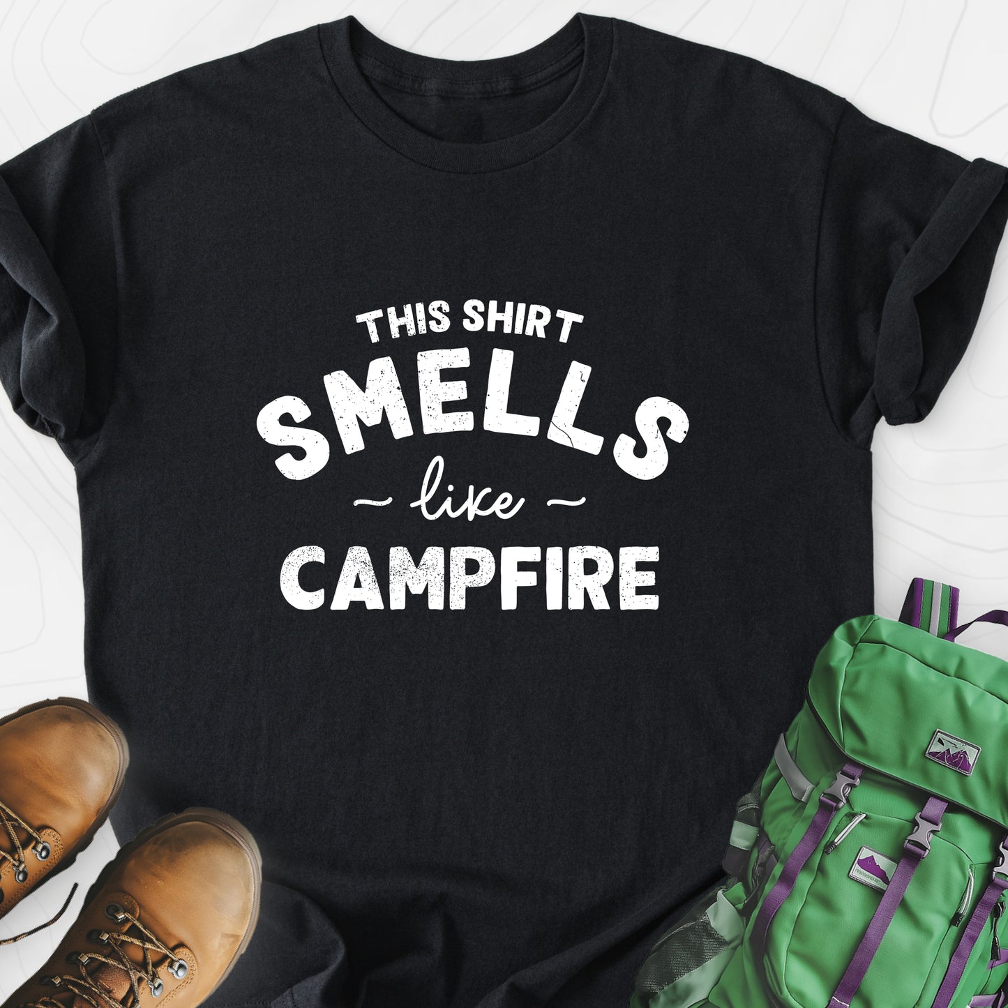 This Shirt Smells Like Campfire Black front print lightweight T-shirt