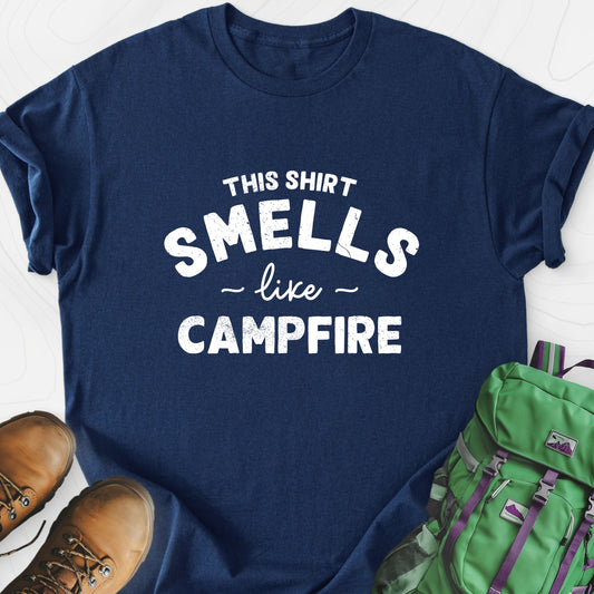 This Shirt Smells Like Campfire Navy front print lightweight T-shirt