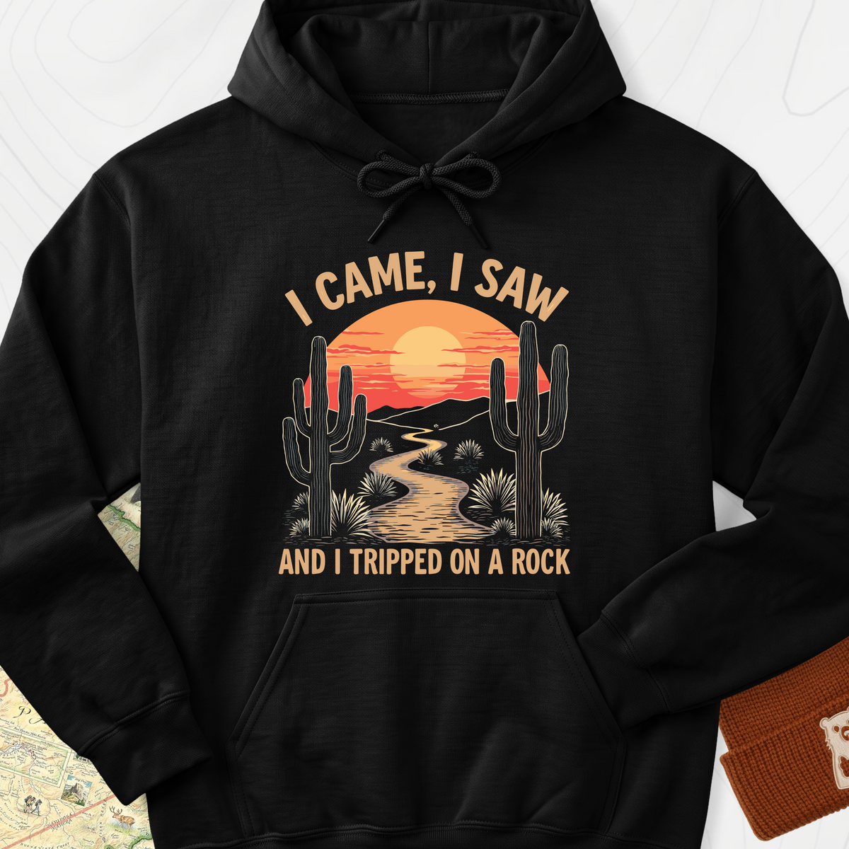 I Came, I Saw, I Tripped On A Rock Hoodie - Black