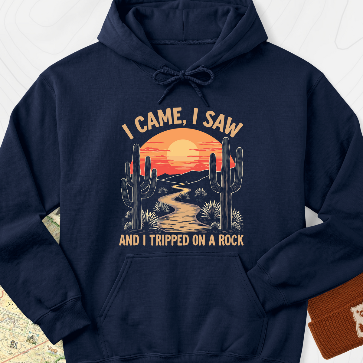 I Came, I Saw, I Tripped On A Rock Hoodie - Navy