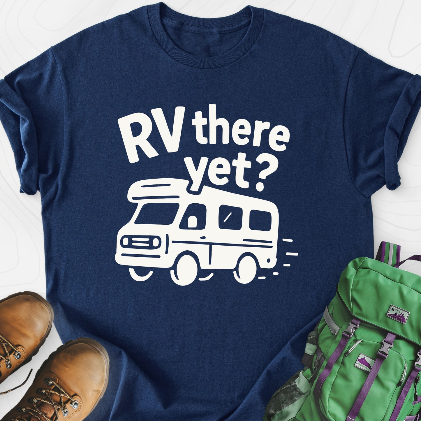 RV There Yet? Navy front print lightweight T-shirt