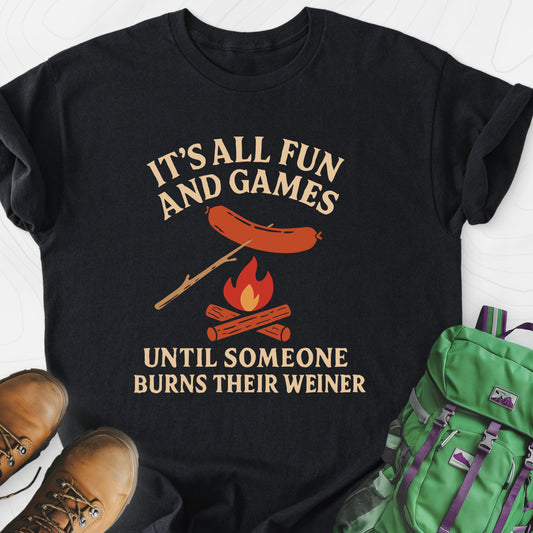Burnt Wiener Club Black front print lightweight T-shirt